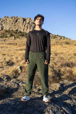 Lonely Track Buffer Pants in forest green - men's fleece pants with elastic waist