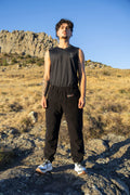Lonely Track Buffer Pants in black - men's fleece pants with elastic waist