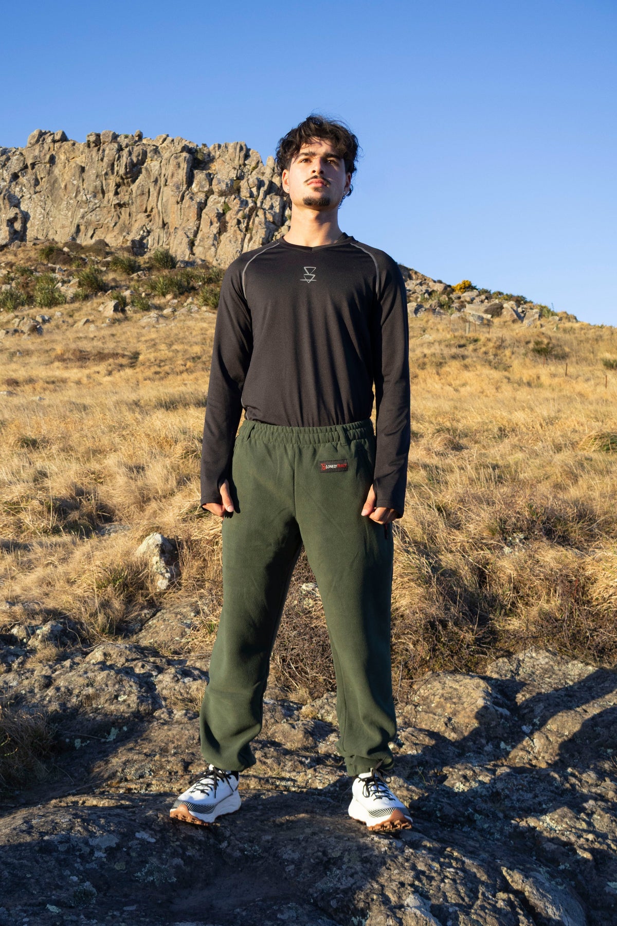 Lonely Track Buffer Pants in forest green - men's fleece pants with elastic waist