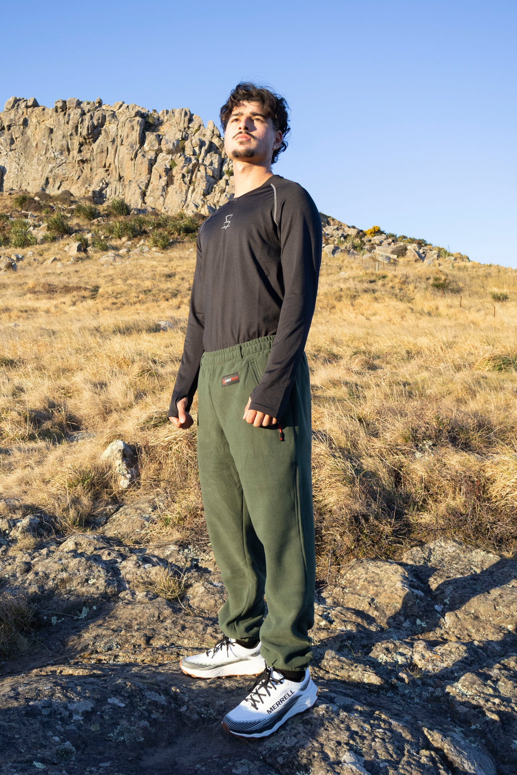 Lonely Track Buffer Pants in forest green - men's fleece pants with elastic waist