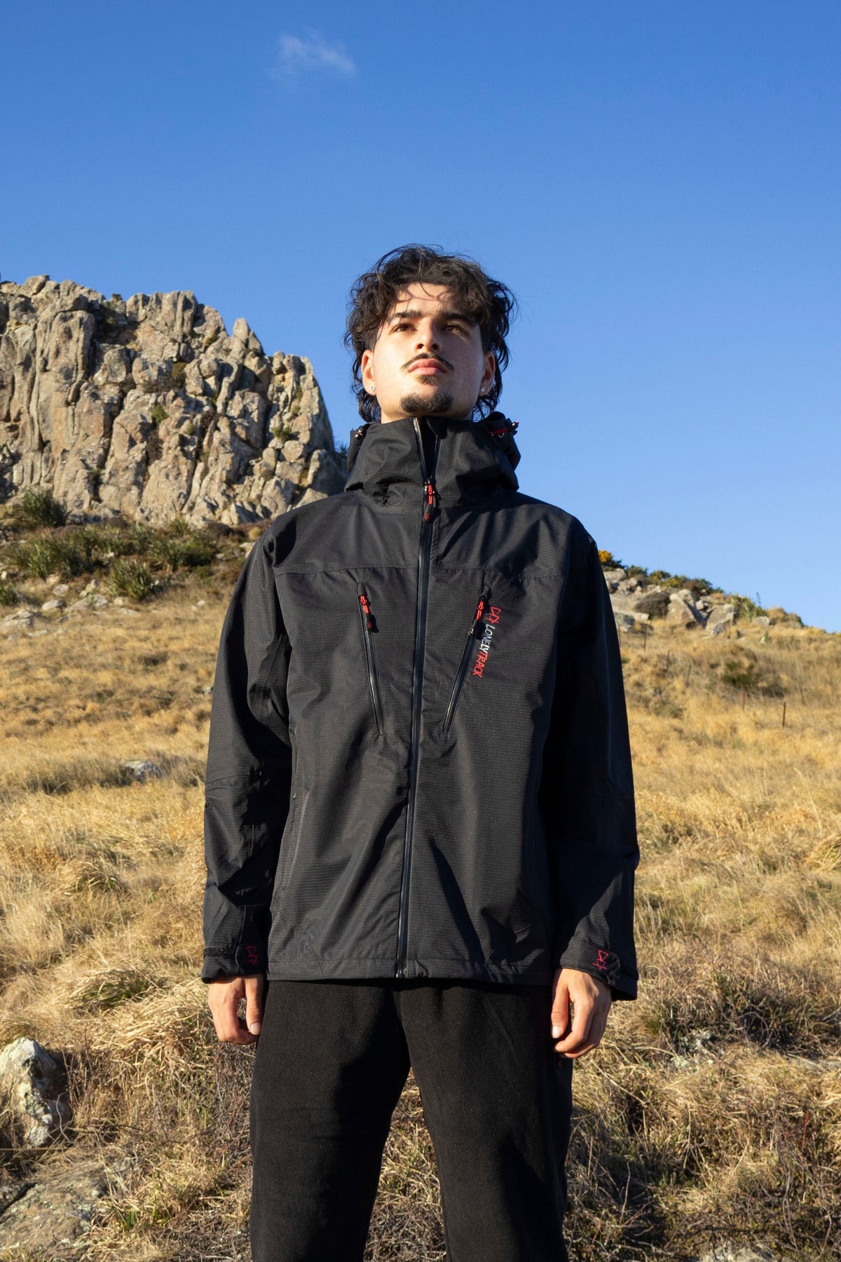 Lonely Track Outlander Waterproof Jacket in black - 10,000mm waterproof, fully taped ripstop outdoor jacket