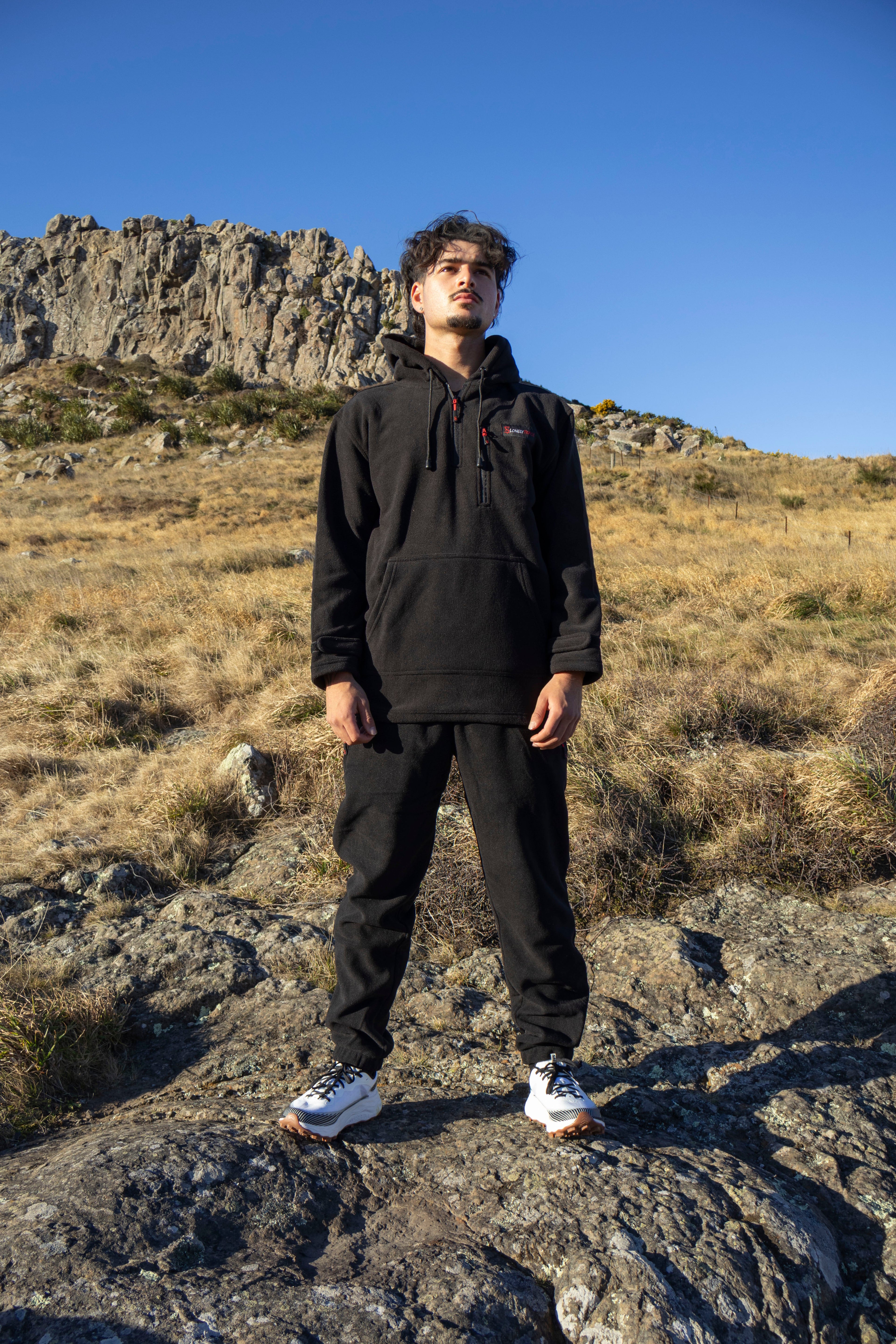 Lonely Track Rogue Fleece Hoodie - men's soft fleece with kangaroo pocket and quarter zip