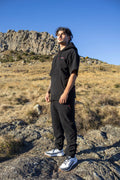 Lonely Track Rogue Hooded Tee - men's shorter cut fleece with quarter zip and velcro cuffs