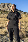 Lonely Track Rogue Hooded Tee - women's shorter cut fleece with quarter zip and velcro cuffs